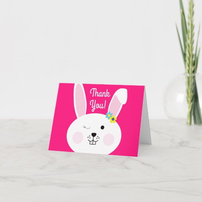 Bunny Rabbit Easter Spring Birthday Party Card (Front)