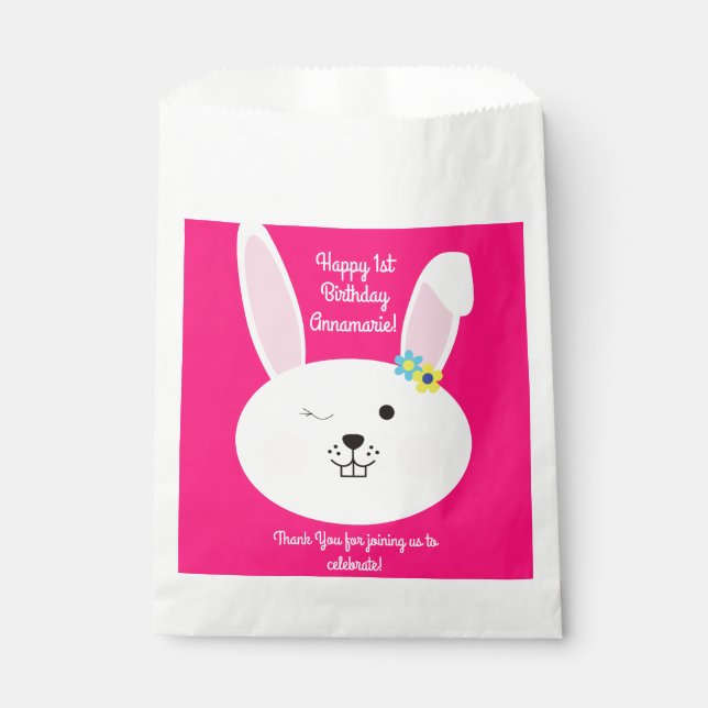 Bunny Rabbit Easter Spring Birthday Party Favour Bag (Front)