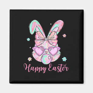 Bunny Rabbit Face Coquette Bow Easter Day Bubblegu Magnet