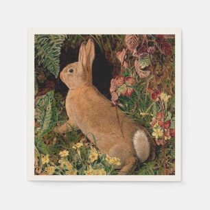 Bunny rabbit flowers ferns vintage woodland spring napkin