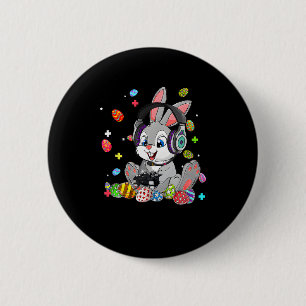 Bunny Rabbit Gaming Happy Easter Day Gamer Boy Gir 2 Inch Round Button