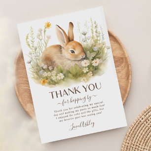 Bunny Rabbit Girl Birthday Party Thank You Card