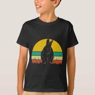 Bunny-Rabbit-Grass-Retro-Sunset-cutout T-Shirt