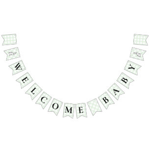 Bunny Rabbit Green Gingham Baby Shower Bunting Bunting Flags