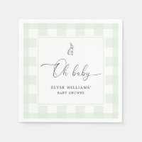 Bunny Rabbit Green Gingham Oh Baby Paper Napkin