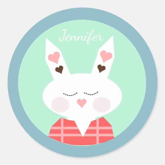 Bunny Rabbit Happy Easter Stickers (Front)