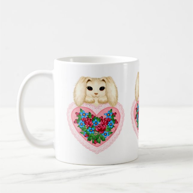 Bunny Rabbit Heart  mug (Left)