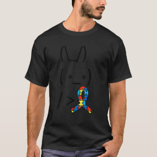 Bunny Rabbit Holding Autism Awareness Ribbon T-Shirt