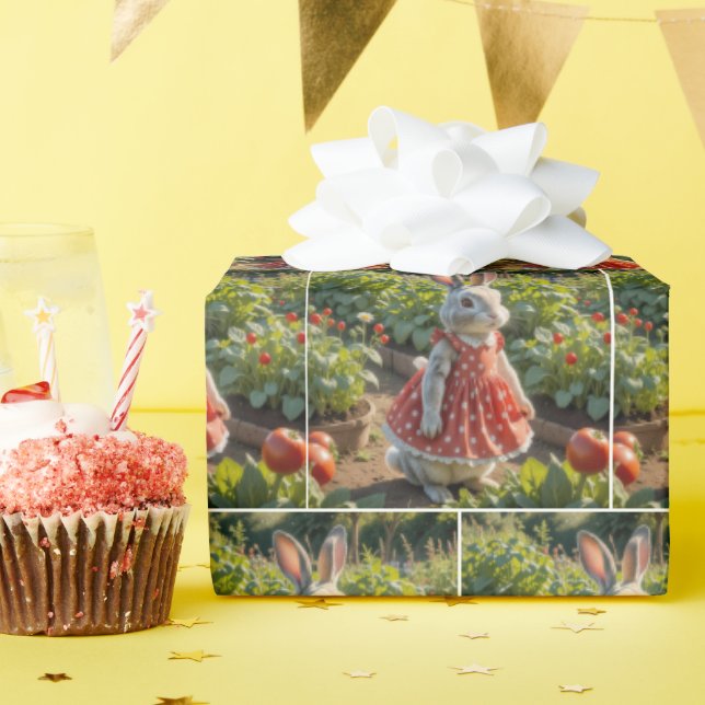 Bunny Rabbit In Garden Wrapping Paper (Birthday Party)