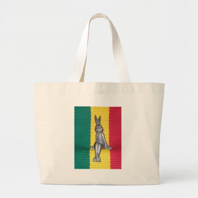 Bunny - Rabbit in Rasta Colors: A Touch of Groovy Large Tote Bag (Front)