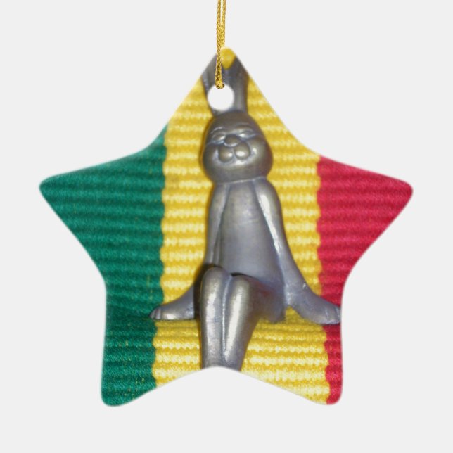 Bunny - Rabbit in Rasta Colours: A Touch of Groovy Ceramic Ornament (Front)