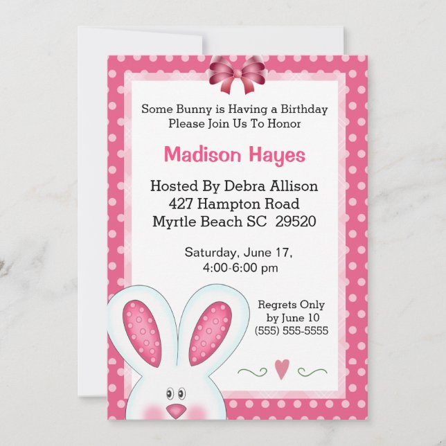 Bunny Rabbit Invitation d'anniversaire (Devant)