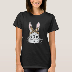 Bunny Rabbit Messy Bun Leopard Easter Outfit Toddl T-Shirt
