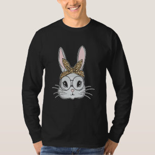 Bunny Rabbit Messy Bun Leopard Easter Outfit Toddl T-Shirt
