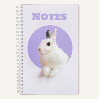 Bunny Rabbit on Lavender Cute Notebook