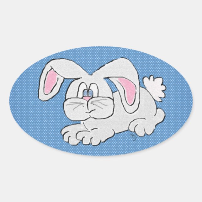 Bunny Rabbit Oval Sticker (Front)