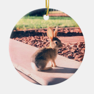 bunny rabbit photo Easter spring Ceramic Ornament
