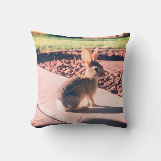 bunny rabbit photo Easter spring Throw Pillow (Front)