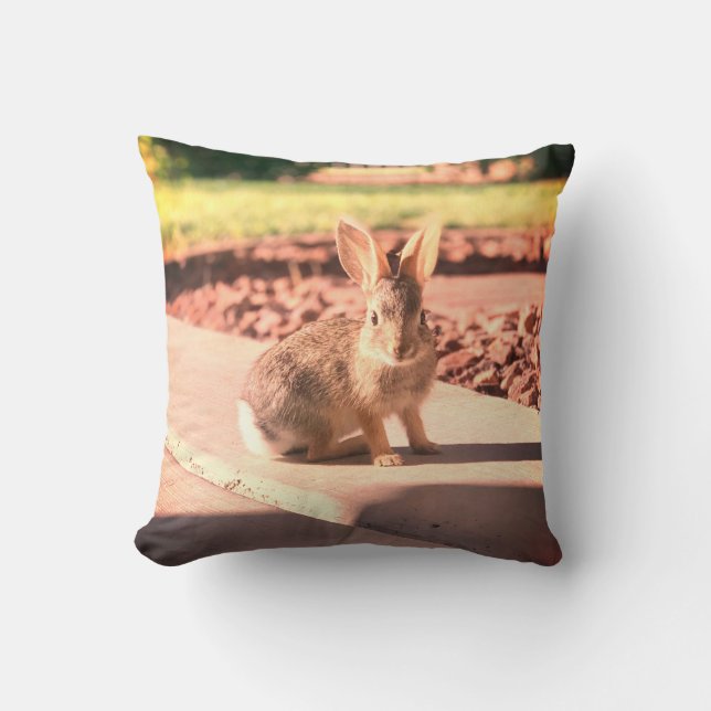 bunny rabbit photo Easter spring Throw Pillow (Front)
