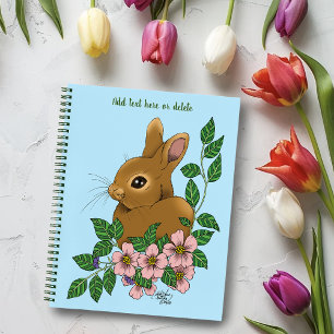 Bunny Rabbit Pink Flowers Notebook