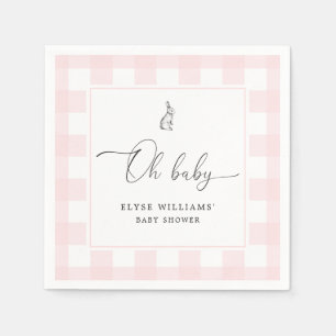 Bunny Rabbit Pink Gingham Oh Baby Paper Napkin