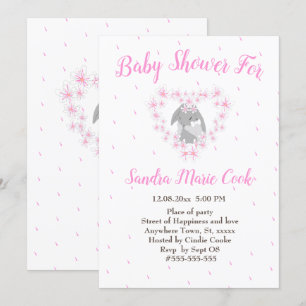 Bunny Rabbit Pink Girl Baby Shower  Invitation