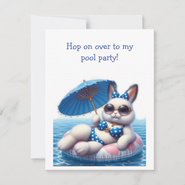 Bunny Rabbit Pool Party Invitation (Front)