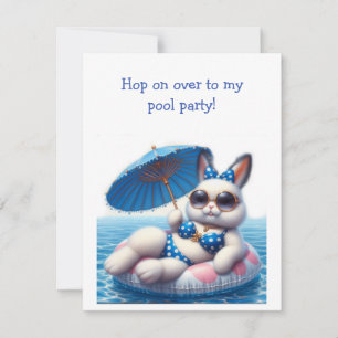 Bunny Rabbit Pool Party Invitation