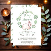 Bunny Rabbit Sage Floral Wreath Boy Baby Shower