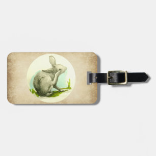 Bunny Rabbit Tan Faux Leather Luggage Tag