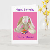 Bunny Rabbit Teacher Birthday card son daughter (Yellow Flower)