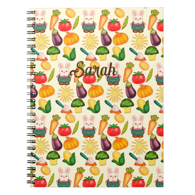 Bunny Rabbit Vegetable Farmer Notebook (Front)