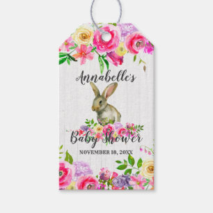 Bunny Rabbit Watercolor Floral Baby Shower Thank Y Gift Tags