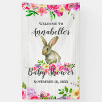 Bunny Rabbit Watercolor Floral Baby Shower Welcome