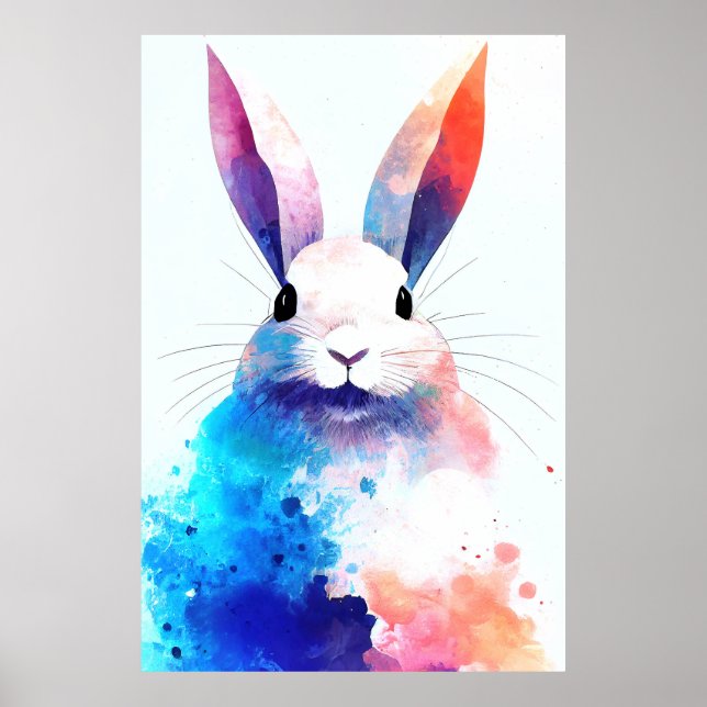 Bunny Rabbit Wild Nature Animal Colors Painting Poster (Front)