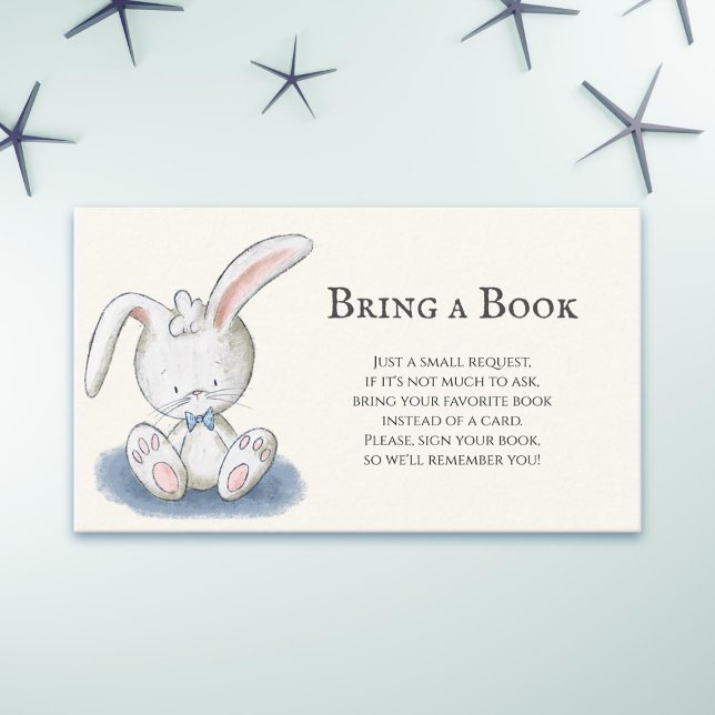 Bunny Rabbit with Blue Bow Tie Bring a Book Enclosure Card (Creator Uploaded)