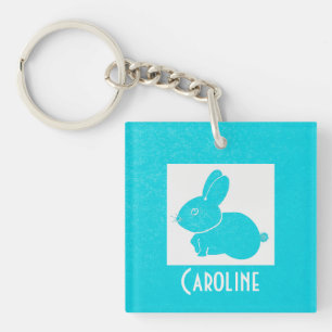 Bunny Rabbit with Your Name on Latin  Keychain