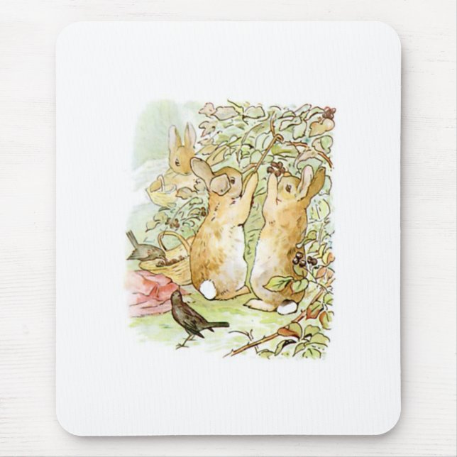 Bunny Rabbits: Blackberry Picking (Beatrix Potter) Mouse Pad (Front)