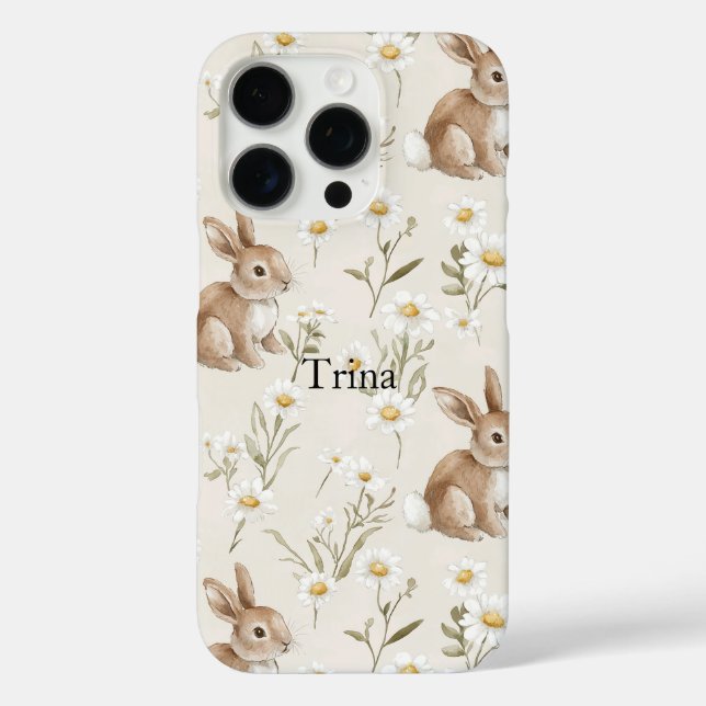 Bunny Rabbits Daisy Flowers Case-Mate iPhone Case (Back)