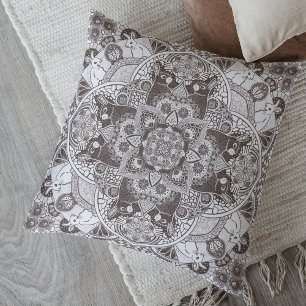 Bunny Rabbits Mandala Choose Your Colour Throw Pillow