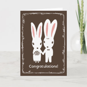 Bunny Rabbits Wedding Congratulations Congrats Card
