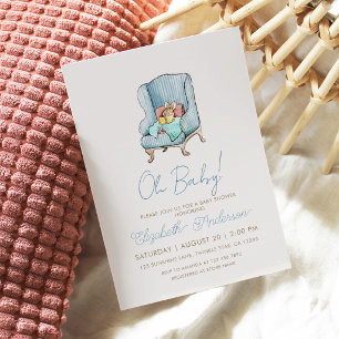 Bunny Reading A Book Storybook  Baby Shower Invitation