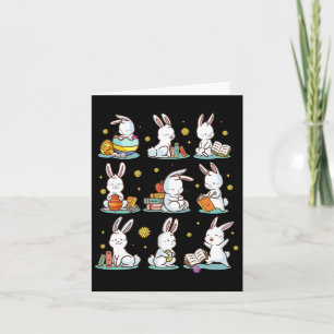 Bunny Reading Book Happy Easter Bookworm Kids Men  Card