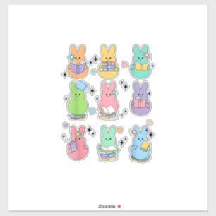 Bunny Reading Books Easter Day Librarian Teacher B