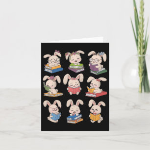 Bunny Reading Books Easter Day Librarian Teacher B Card