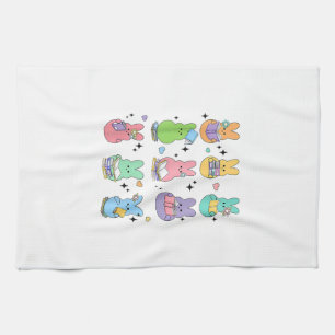 Bunny Reading Books Easter Day Librarian Teacher B Kitchen Towel