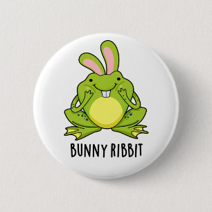 Bunny Ribbit Funny Rabbit Frog Pun  2 Inch Round Button