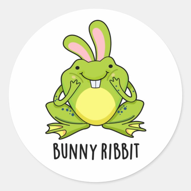 Bunny Ribbit Funny Rabbit Frog Pun  Classic Round Sticker (Front)