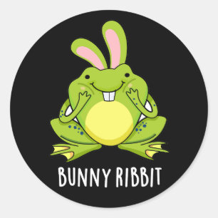 Bunny Ribbit Funny Rabbit Frog Pun Dark BG Classic Round Sticker