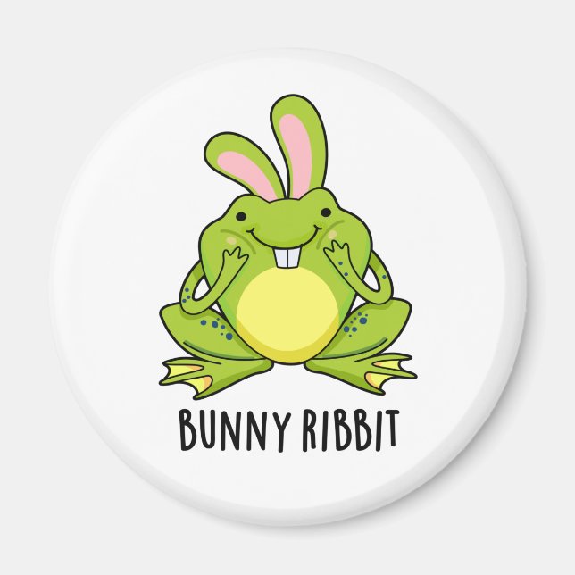 Bunny Ribbit Funny Rabbit Frog Pun  Magnet (Front)
